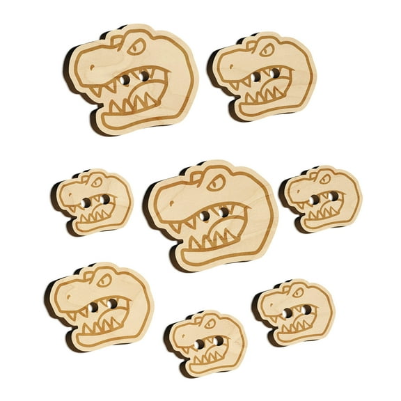 Tyrannosaurus Rex Head Wood Buttons for Crochet Knitting Sewing DIY Craft - 1.00 Inch Medium (7pcs)