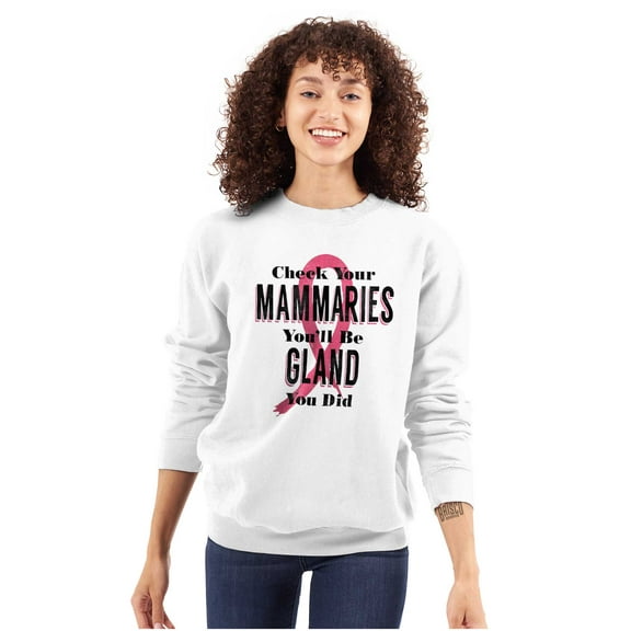 Check Mammaries BCA Cancer Awareness Women Plus Size Crewneck Sweatshirt Brisco Brands 2X