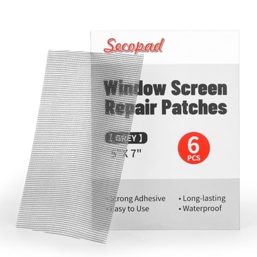 Secopad Screen Repair Kit, 6 PCS Window Screen Patch Repair Tape for Mesh Window Screen Door Repair, Strong Adhesive Fiberglass Screen Repair 5" x 7" Black/Grey