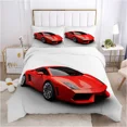 thumbnail image 1 of Cars Vehicles Bedding 3 Piece Boys Bedroom Decor Quilt Cover Pillowcase Cars Racing Print Bed Linen Set King Queen for Adults, 1 of 6