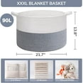 thumbnail image 3 of A house of tools XXXLarge Cotton Rope Basket 21.7" x 21.7" x 13.8" Woven Baby Laundry Baskets Blanket Basket Toy Baskets with Handle Storage Comforter Cushions Navy Laundry Hamper, 3 of 13