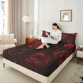 thumbnail image 4 of Castle Fairy Boys Girls Floral Red Rose 4 Pieces Queen Sheet Sets,Romantic Valentine's Day Ultra Soft Flat Sheet,Exotic Style Queen Fitted Sheet,Luxury Bedroom Decor, 4 of 7