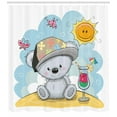 thumbnail image 3 of Funny Bear Shower Curtain, Summer Time Illustration with Butterflies Smiling Sun and a Fresh Cocktail, Fabric Bathroom Set with Hooks, 69W X 75L Inches Long, Multicolor, by Ambesonne, 3 of 3