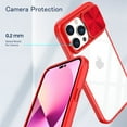 thumbnail image 4 of JTCASES for iPhone 13 Pro Case with Slide Camera Cover Anti-yellow Crystal-clear Transparent Backplane Rugged PC Anti-slip Shockproof Hard Back Protective Shell, Red, 4 of 6