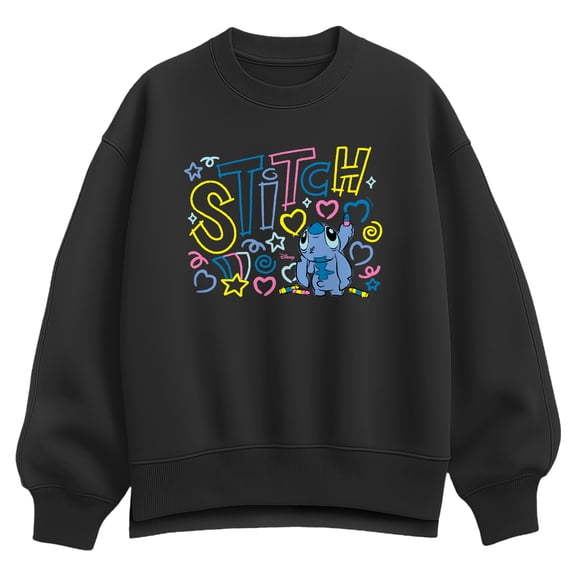 Lilo & Stitch - Stitch Coloring - Women's Oversized Fleece Crew Sweatshirt