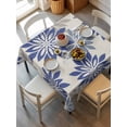 thumbnail image 6 of Geometric Flower Table Cloth, Waterproof Tablecloth for Square Tables, Vintage Country Floral Blue Grey on Linen Reusable Washable Fabric Table Cover for Restaurant Kitchen Dining Tables 60"x60", 6 of 9
