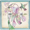 thumbnail image 1 of Metal Light Switch Plate Cover Antique Floral Hummingbird Home Sketch Teal FLW103, 1 of 13