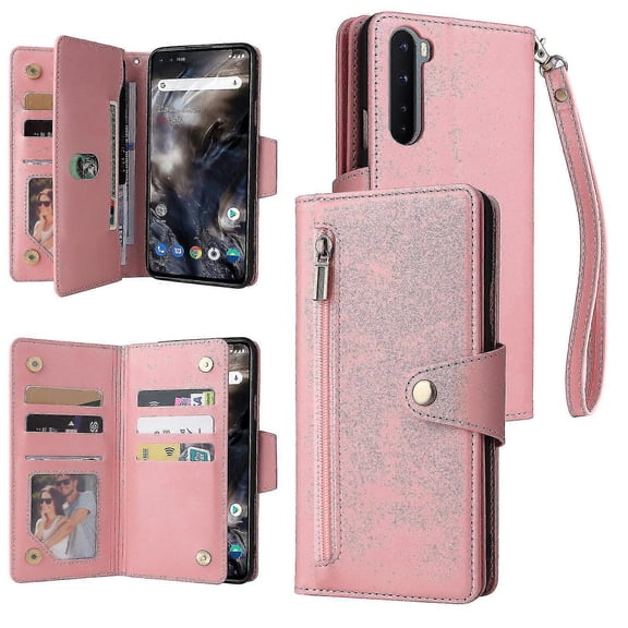 Compatible With Oneplus Nord Case Pu Leather Magnetic Flip Zipper Card Holder Wallet Cover
