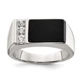 thumbnail image 1 of 925 Sterling Silver Onyx and Cubic Zirconia Men's Ring, 1 of 2