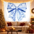 thumbnail image 3 of Blue Floral Ribbon Bow Tapestry, 3 of 7