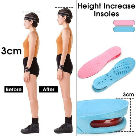 1 Pair Unisex Height Increase Insole Sport Shoe Pad Air Cushion Comfortable Insoles Height Lift 3cm Men & Women for 35-45 yards Length