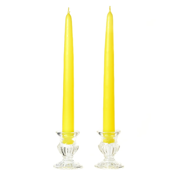 ** 4-PCs YELLOW Color Unscented Taper Candles 14.5" Made in USA 