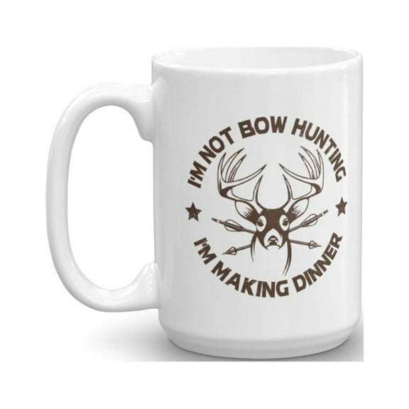 I'm Not Bow Hunting Graphic Deer Head With Arrows Funny Coffee & Tea Gift Mug, Stuff, Party Supplies, Accessories, Ornament, Decorations & Birthday Gifts For Adult Men & Women Hunters (15oz)