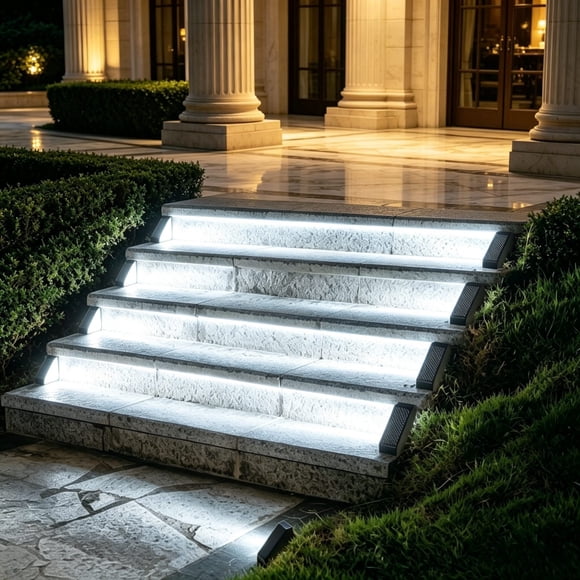 Swiftyle 1 Pcs Solar Powered Stair Step Lights 2 Color Options Rainproof Outdoor Walkway Lights For Patio Garden Yard And Outdoor Space Decoration