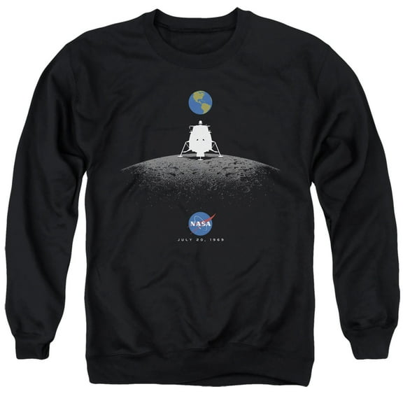 Nasa Moon Landing Simple Adult Crewneck Sweatshirt Black