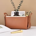 thumbnail image 4 of Leather Storage Box Desktop Debris Storage Organizer Cosmetic Jewelry Storage Holder Portable Large Space Boxes Home Organizers Dark Brown, 4 of 5