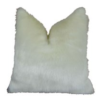 Plutus Arctic Fox Handmade Double Sided Throw Pillow - White & Ivory - 26 x 26 in.