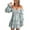 Light Blue Dress for Women, variant on Women's Mini A Line Babydoll Dress Floral Boho Winter Trendy Holiday Long Sleeve Autumn Dresses Hawaiian Tropics Elegant Beach Tiered Off Shoulder Green L