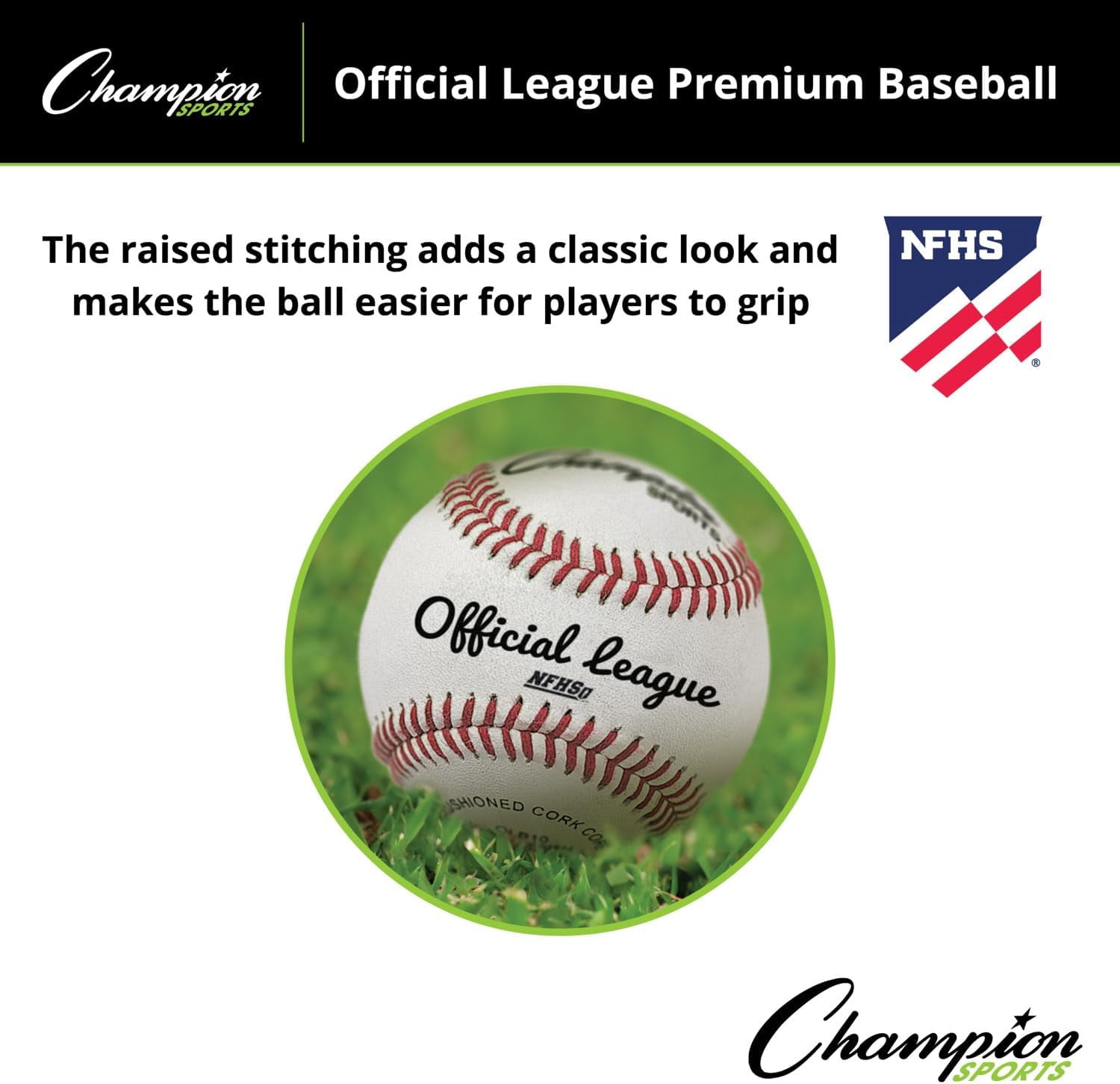 Champion Sports Leather Baseball Set: Dozen Indoor / Outdoor Genuine Leather Official League Baseballs for Practice Training or Real Game - Pack of 12