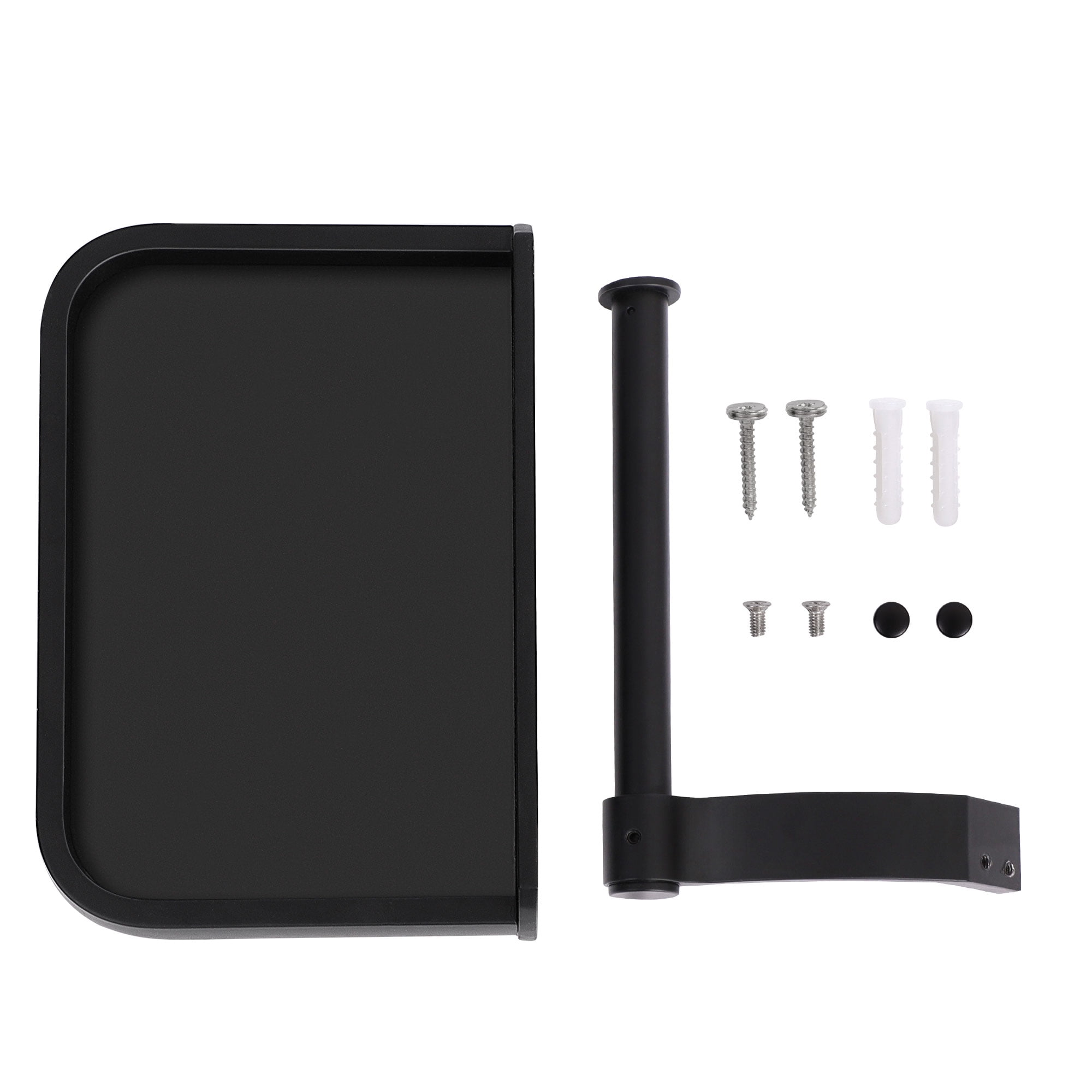 Uxcell Toilet Paper Tissue Holder with Phone Shelf Aluminum Alloy Matte Black