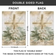 thumbnail image 4 of Happy Easter Day House Flag Burlap Outdoor Flag He Is Risen Lilies and Cross God Blessing Outdoor Flags Vertical Double Sided Welcome Flag for Home, Farmhouse Spring Outdoor Decor 12.5''×18''in., 4 of 4