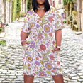 thumbnail image 2 of Lovely Floral Hearts Pattern Design Summer Sundress for Curve Women Casual Pattern Plus Size V Neck Short Sleeve Loose Fit Oversize Dresses, 2 of 5