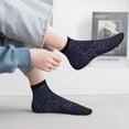 thumbnail image 2 of Rateoe Navy Dark Blue Pattern Quarter Crew Socks,Toe Seamed Ankle Socks,Cotton Cushioned Breathable Athletic Crew Sports Socks, 2 of 7
