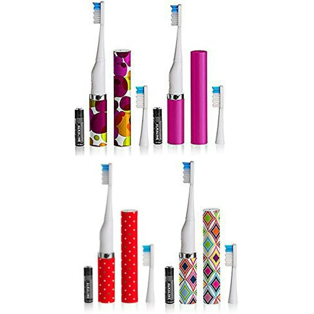 Violife Stylish Slim Sonic Electric Travel Toothbrush Set of 4 (Bubbles