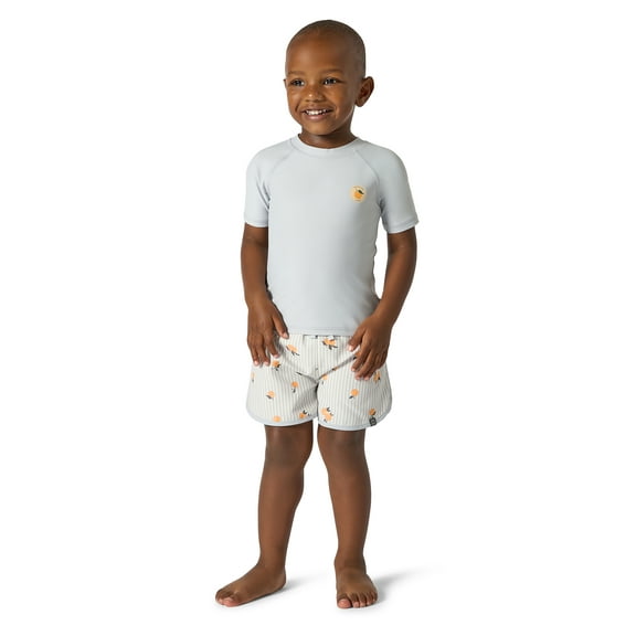 Modern Moments by Gerber Toddler Boy Long Sleeve Rashguard and Dolphin Short, 2-Piece, Sizes 12M - 5T