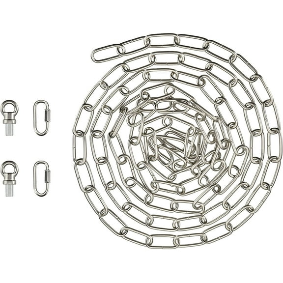 Aspen Creative 21115-21,Steel 10 Feet Heavy Duty Chain & Quick Link Connector for Hanging Up Maximum Weight 50 Pounds-Lighting Fixture/Swag Light/Plant in Stin Nickel.9 Gauge.