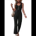 thumbnail image 1 of Elegantes de Verano para Mujer, Sin Mangas, con Cuello en U, Informales, de Pierna y Pantalones Largos 2025, Negro, Talla XL, 1 of 9
