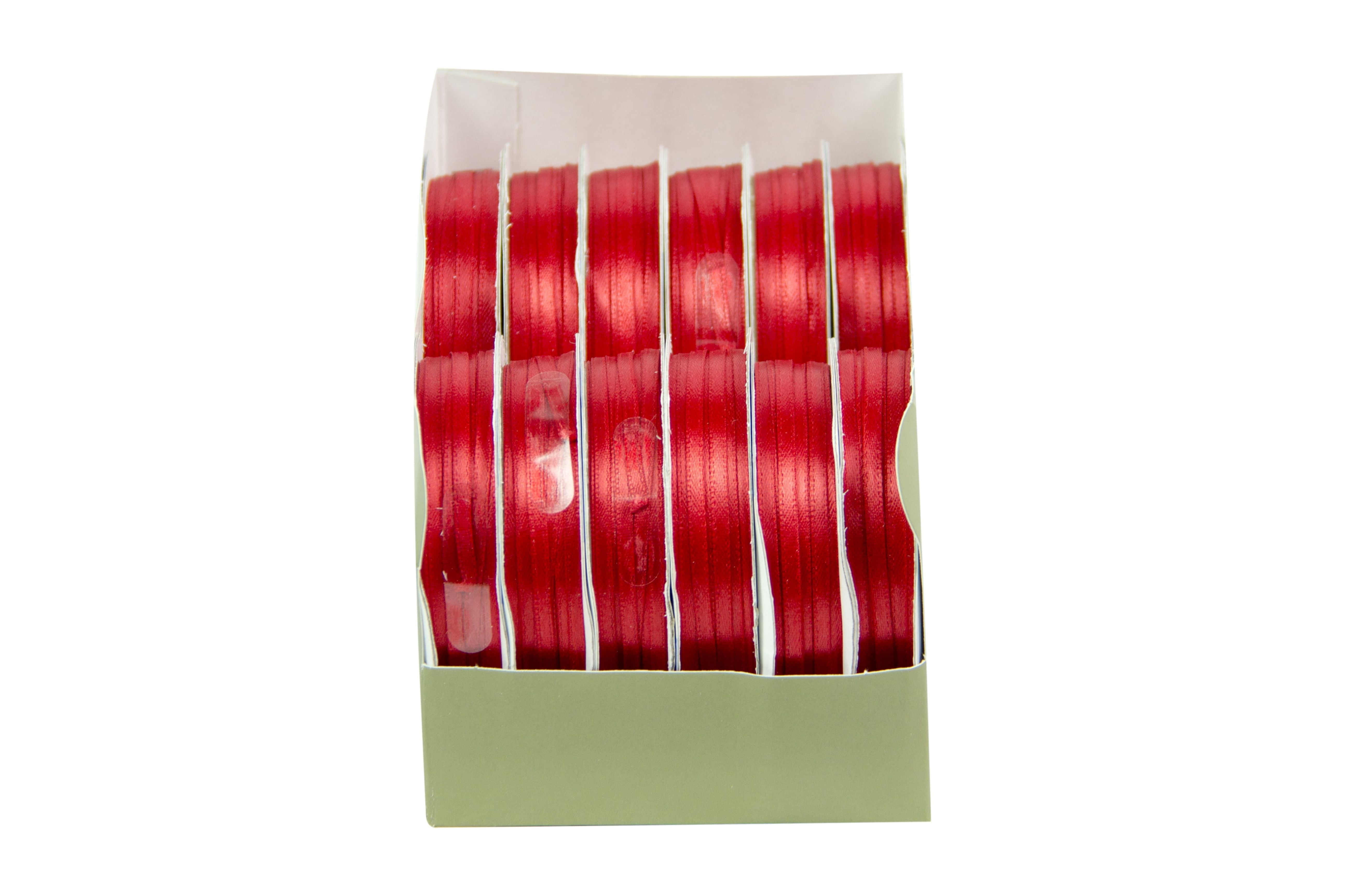 Offray Ribbon, Red 1/8 inch Double Faced Satin Polyester Ribbon, 10 yards