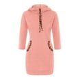thumbnail image 6 of Lindreshi Long Sleeve Dresses for Women Women Long Sleeve Solid Color Jumper Pullover Sweatshirt Hoodie Hooded Dress, 6 of 9