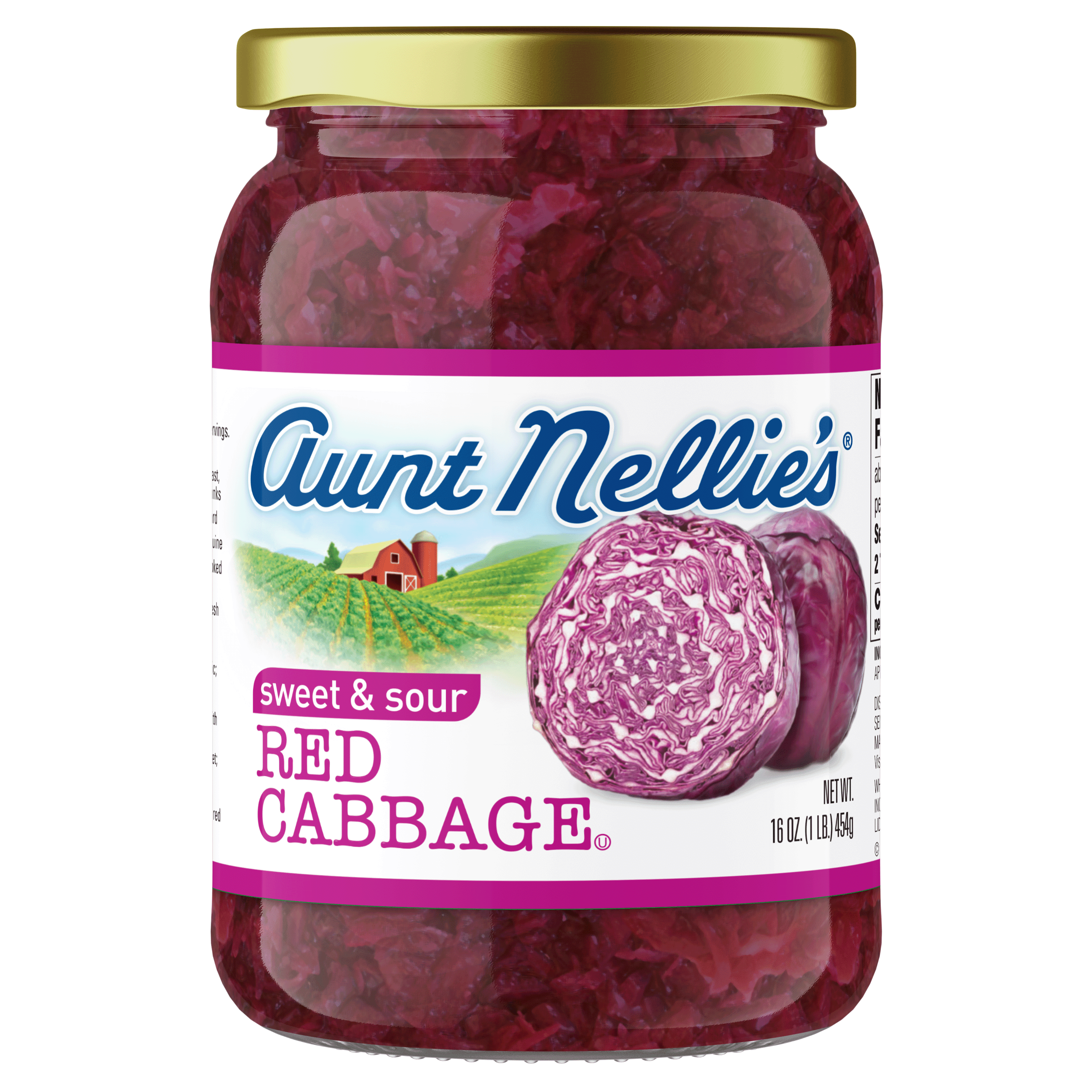 (4 pack) Aunt Nellie's Sweet & Sour Red Cabbage Jar, 16 oz