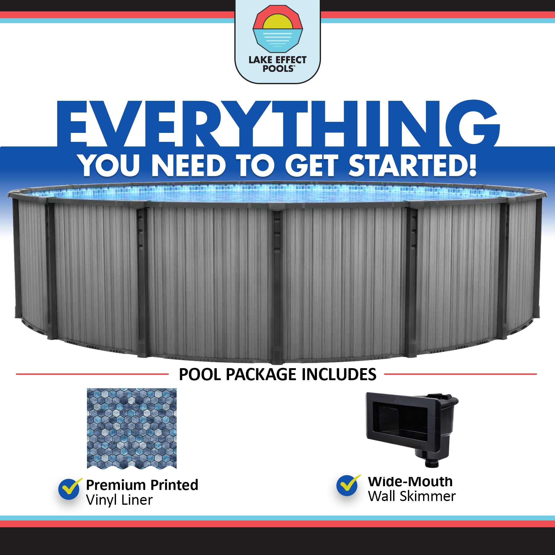 Lake Effect Pools Bora Bora 24' x 52" Round Resin Protected Above Ground Swimming Pool