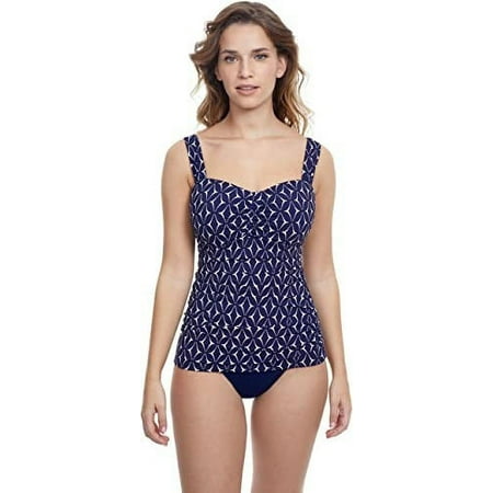 Profile by Gottex NAVY/WHITE Standard Supreme Tankini Swim Top, US 38E, UK 38DD