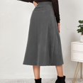 thumbnail image 6 of Women’s Corduroy High Waist A-Line Midi Skirt with Front Button Down Closure and Classic Fit for Daily Wear Gray XL, 6 of 6