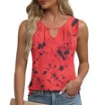 thumbnail image 3 of JTZGDY Tank Tops for Women Cute Summer Floral Print Sleeveless Ruched Pleated Keyhole Cutout Tunic Blouse Trendy Cozy Graphic Cami Shirts Red M, 3 of 7