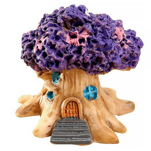 Flower Pot Treehouse Decor Garden decor landscape decor Mini Landscape Micro Ornament Pot Resin Decoration, Purple