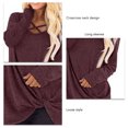 thumbnail image 4 of Jersey para mujer, camisa con cuello cruzado, manga larga, sudadera informal holgada para otoño, 4 of 5