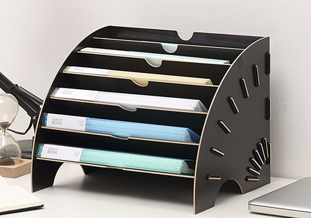 Organiseur De Bureau à Tiroirs Empilables Détachables - Trieur De Documents, Support A4, Acier Et Plastique (noir, 33x26 Cm)