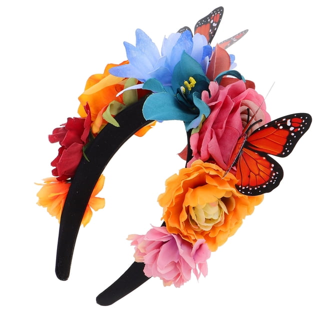 KAKOWELY Diadema de mariposa con flores de carnaval, accesorio floral para festivales, disfraz de Halloween, elegante decoración para el cabello para mujeres