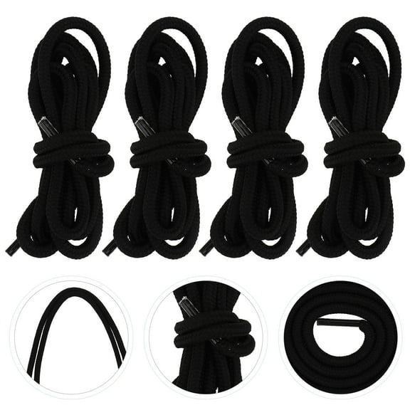 BRIGHTFUFU 2Pairs of Black Polyester Shoelaces for Easy and Quick Installation