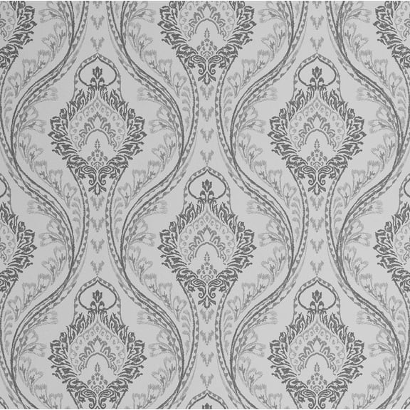 S4Sassy Peel & Stick Vinyl Wallpaper, Royal Motif Print Wallpaper Contact Paper Waterproof - Gray, 25"X 120", Removable Wall Covering For Home Decor In Living Areas, Renter Spaces, Cabinets