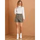 thumbnail image 3 of Pantalones Cortos Allegra K A Cuadros Estilo Preppy Retro Pierna Ancha Cintura Alta Caqui M, 3 of 6