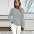 thumbnail image 5 of Women's Cable Knit Sweaters Crewneck Lightweight Long Sleeve Pullover Sweater, 5 of 5