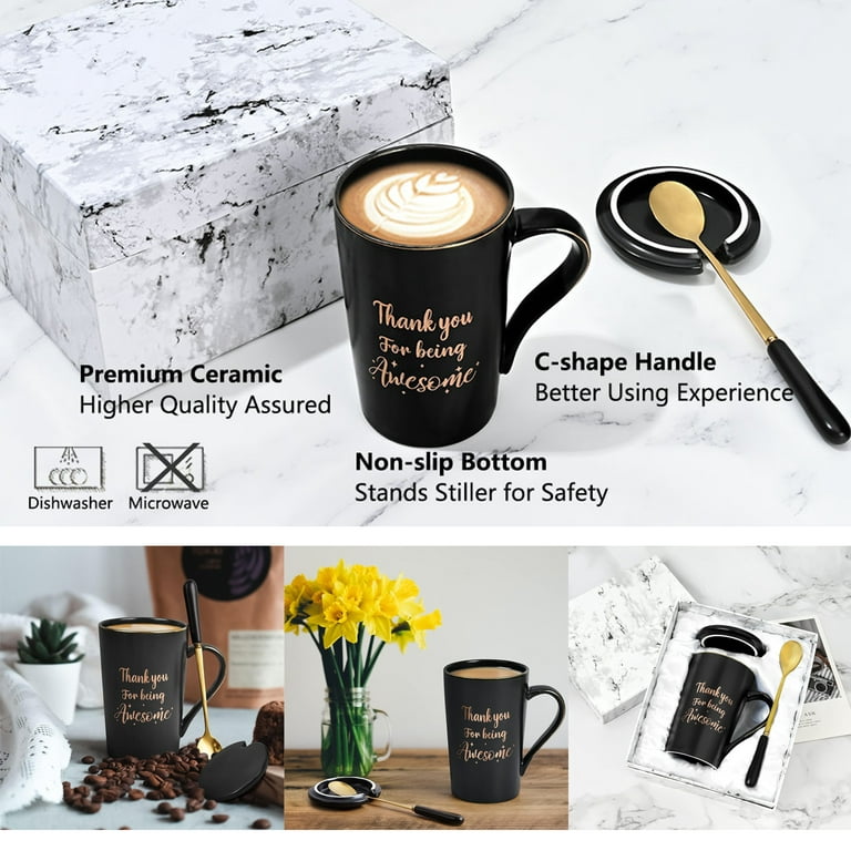 Modwnfy 16 fl oz Red Coffee Mugs Ceramic Coffee Mug Tea Cups
