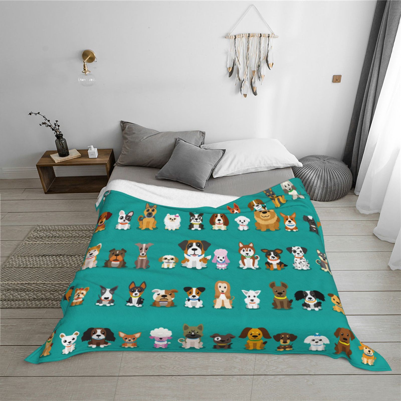 Throw Blanket for Couch - Cartoon Dogs Soft Comfy Lightweight Cozy Warm Throw Blanket, Fuzzy Plush Flannel Blanket & Throws for Sofa and Bed All Season