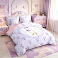 thumbnail image 2 of Manfei Purple Flowers Bow 7pcs Queen Bedding,Cartoon Cute Goose Bedding Comforter Set Queen,Pink Reversible, 2 of 7