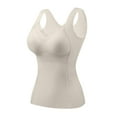 thumbnail image 2 of V Neck Basic Tank Tops for Women Thermal Vest Winter Warm Tank-Top Sleeveless Undershirts White M, 2 of 3